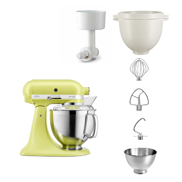KitchenAid 4,8 L 5KSM185 Artisan Küchenmaschine Breadlover Messerschmidt Getreidemühlenvorsatz, Brotbackschüssel